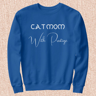 Camiseta Custom Pet Lover White Script Cat Mom Deep Royal