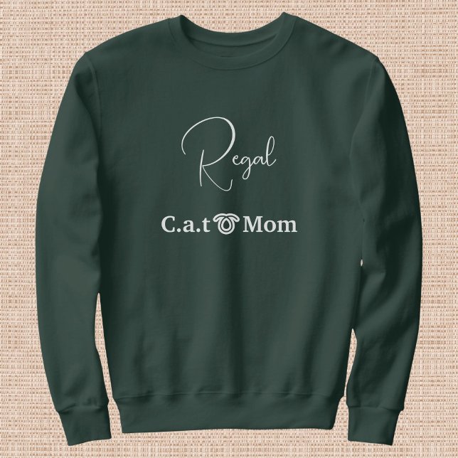 Camiseta Custom Pet Lover White Script Cat Mom Forest Green (Criador carregado)