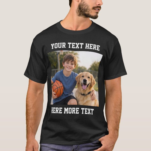 Camiseta Custom Photo and Text Or Name Bold Sporty  (Frente)