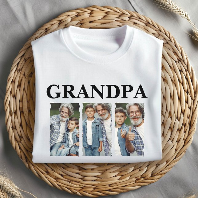 Camiseta Custom Photo Collage Grandpa – Personalized Gift (Criador carregado)