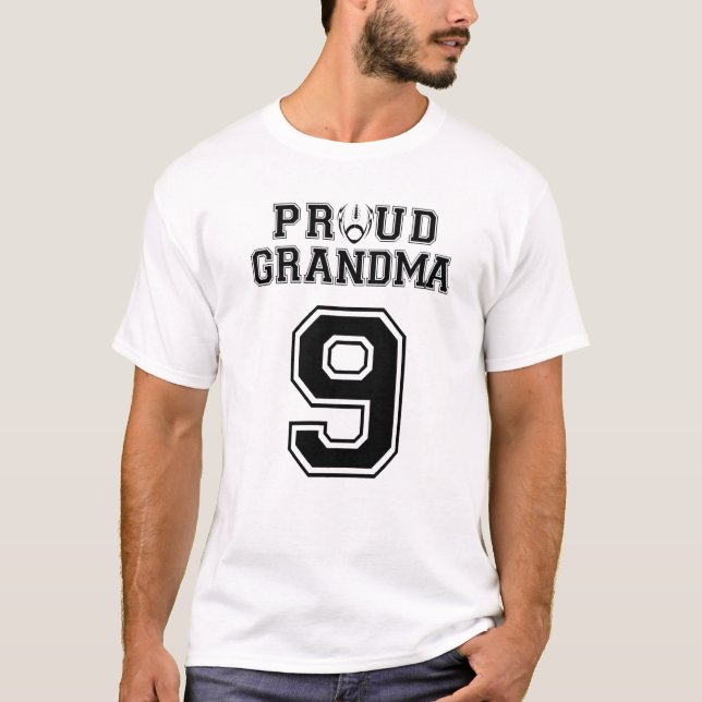 Camiseta Custom Proud Football Grandma Number 9 Personalize (Frente)