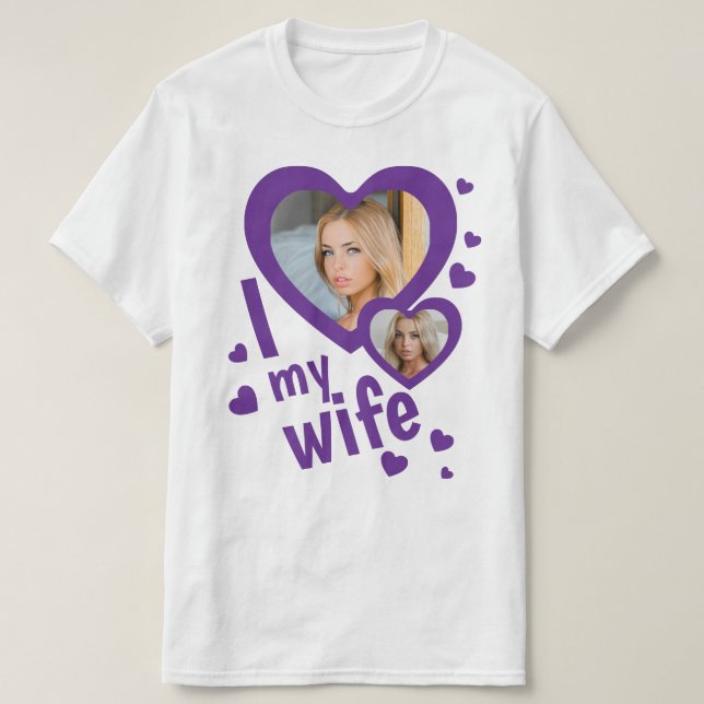 Camiseta Custom purple I love my Wife mens t shirts (Frente do Design)