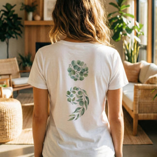 Camiseta Custom Quote Sage Green Semicolon Nature Healing 
