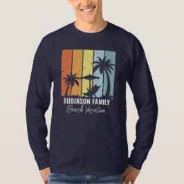 Camiseta Custom Retro Beach Trip Navy Blue Long Sleeve