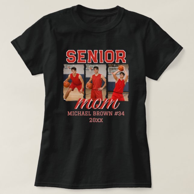 Camiseta Custom Senior Mom Graduation Photo & Name (Frente do Design)