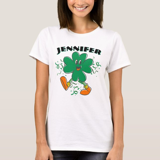 Camiseta Custom Shamrock, Personalized firstName St Patrick (Frente)