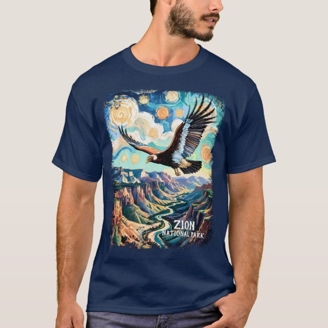 Camiseta Custom Text Vibrant Zion Canyon Bird Condor Retro (Frente)