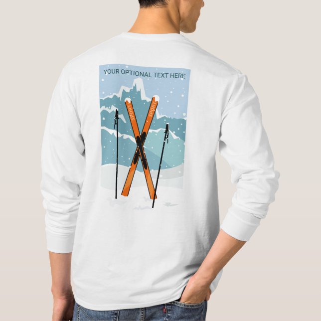 Camiseta Custom Text Winter Skiing (Verso)