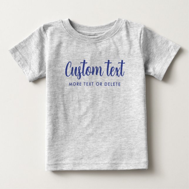 Camiseta Custom Typography Text Pic Template Grey & Blue (Frente)