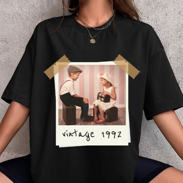 Camiseta Custom Vintage Photo And Year Birthday Customazed  (Criador carregado)