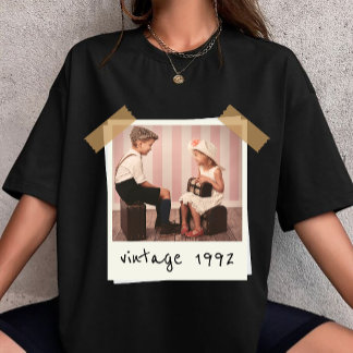 Camiseta Custom Vintage Photo And Year Birthday Customazed