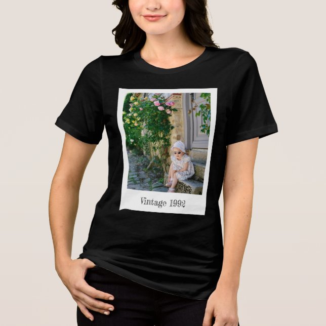 Camiseta Custom Vintage Photo And Year Nostalgic Birthday (Frente)
