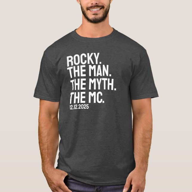 Camiseta Custom Wedding Name And Date Master Of Ceremonies (Frente)