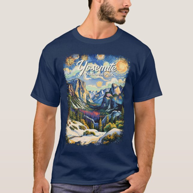Camiseta Custom Yosemite Tunnel View Winter Van Gogh Style (Frente)