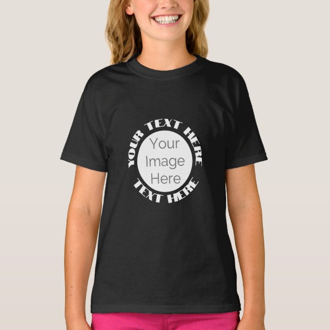 Camiseta custom your image here, photo text edit circle  (Frente)