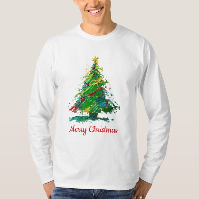 Camiseta Customisable Xmas Tree Oil Painting Longsleeve (Frente)