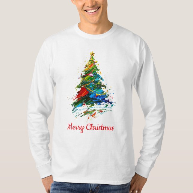 Camiseta Customisable Xmas Tree Oil Painting Longsleeve (Frente)