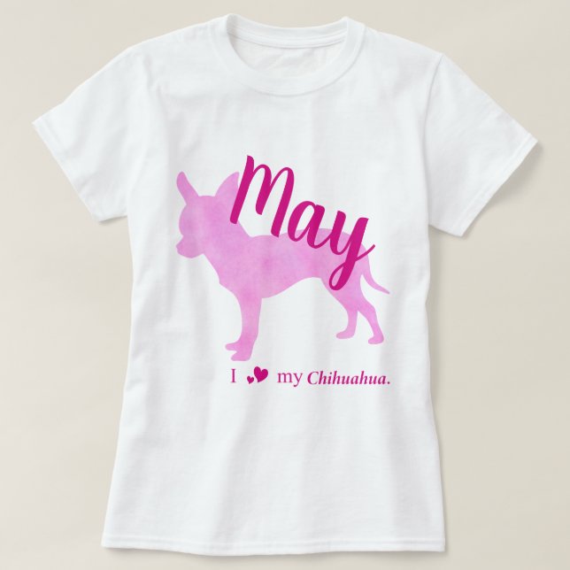 Camiseta Customizable Chihuahua Pink Silhouette Tee チワワT (Frente do Design)