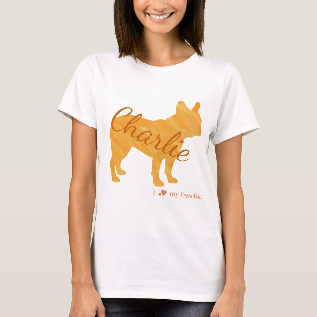 Camiseta Customizable French Bulldog Pastel Orange Frenchie (Frente)