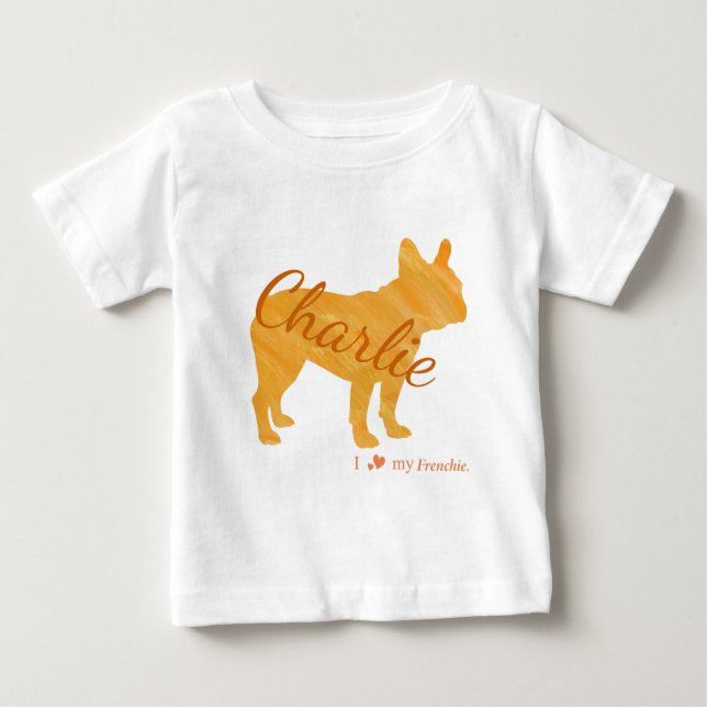 Camiseta Customizable French Bulldog Pastel Orange Frenchie (Frente)