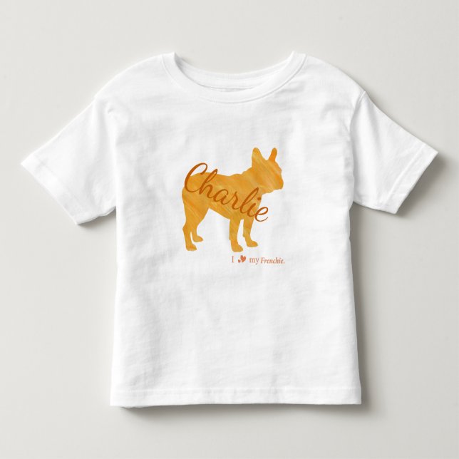 Camiseta Customizable French Bulldog Pastel Orange Frenchie (Frente)