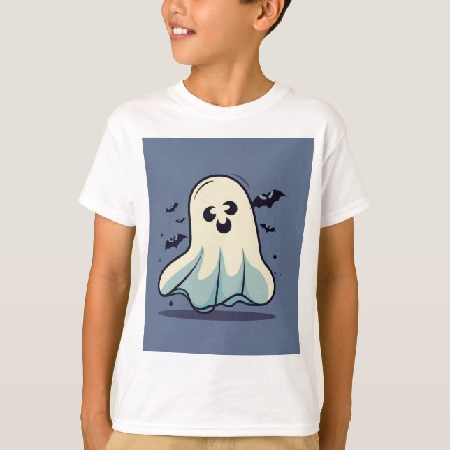 Camiseta Customizable Halloween Ghost, Cute Halloween Ghost (Frente)