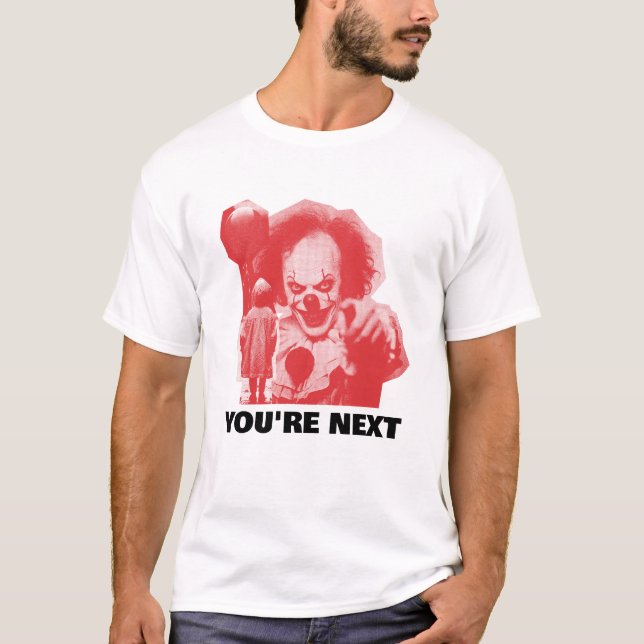 CAMISETA CUSTOMIZABLE SCARY CLOWN WITH BALLOON ADD PHRASE (Frente)
