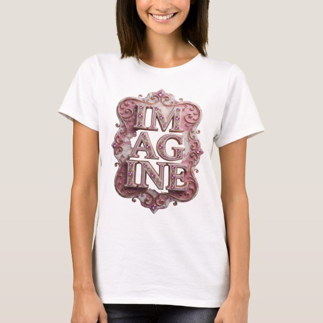 Camiseta Customizada IMAGINE Rosa na Moda (Frente)