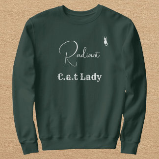 Camiseta Customize Pet Lover Green And White Script Cat Mom
