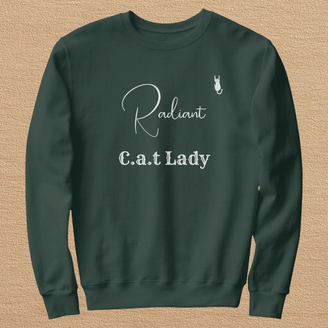 Camiseta Customize Pet Lover Green And White Script Cat Mom (Criador carregado)
