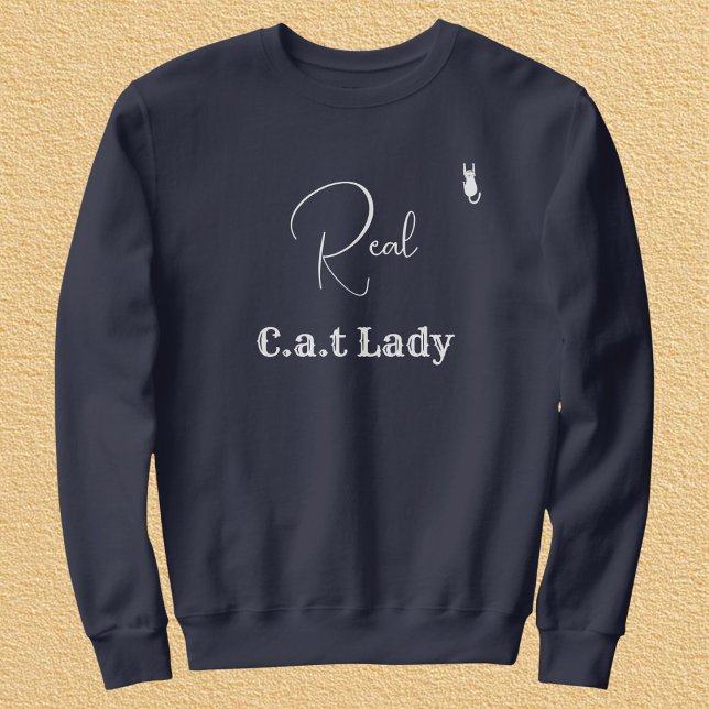 Camiseta Customize Pet Lover Navy Blue White Script Cat Mom (Criador carregado)