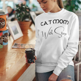 Camiseta Customized Cat Mom Black Script Funny Pet Lover