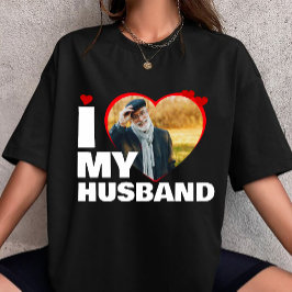 Camiseta customized I Love My Husband Heart Photo custom