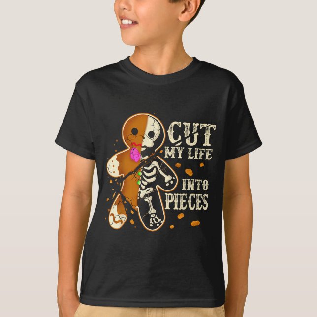 Camiseta Cut My Life Into Eces Funny Gingerbread Christmas  (Frente)