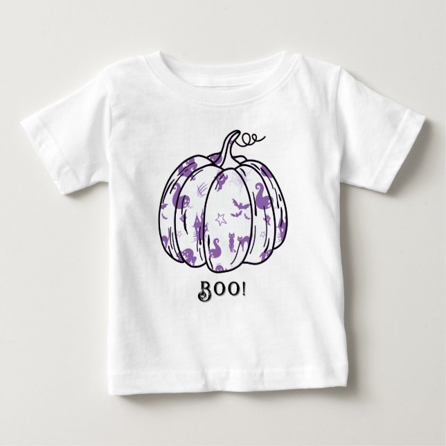 Camiseta Cuta e Roxo Púrpura Jack-O’-Lanterna (Frente)