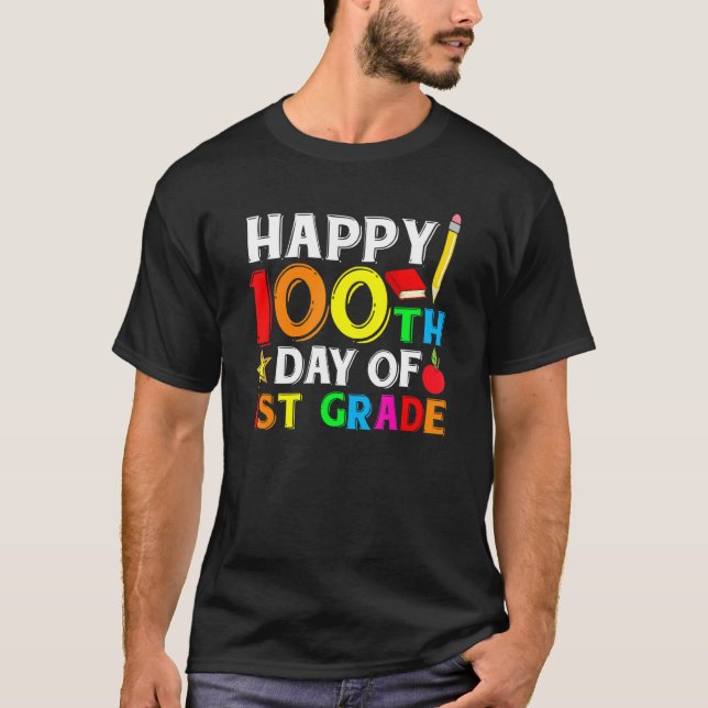 Camiseta Cute 100 Days Of 1st Grade Happy 100th Day Of Scho (Frente)