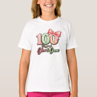 Camiseta Cute 100 Days of School Glow and Grow Bow Floral 