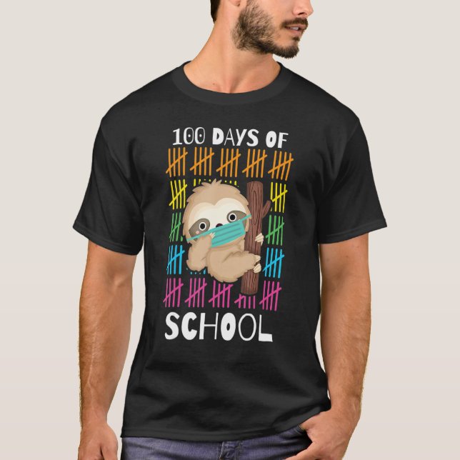 Camiseta Cute 100 Days Of School Sloth Face Mask Virtual Te (Frente)