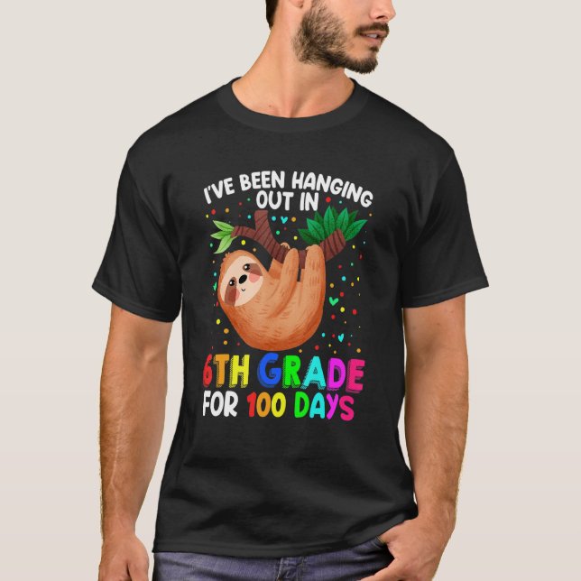 Camiseta Cute 100th Day of School Sloth - 6th Grade 100 Day (Frente)