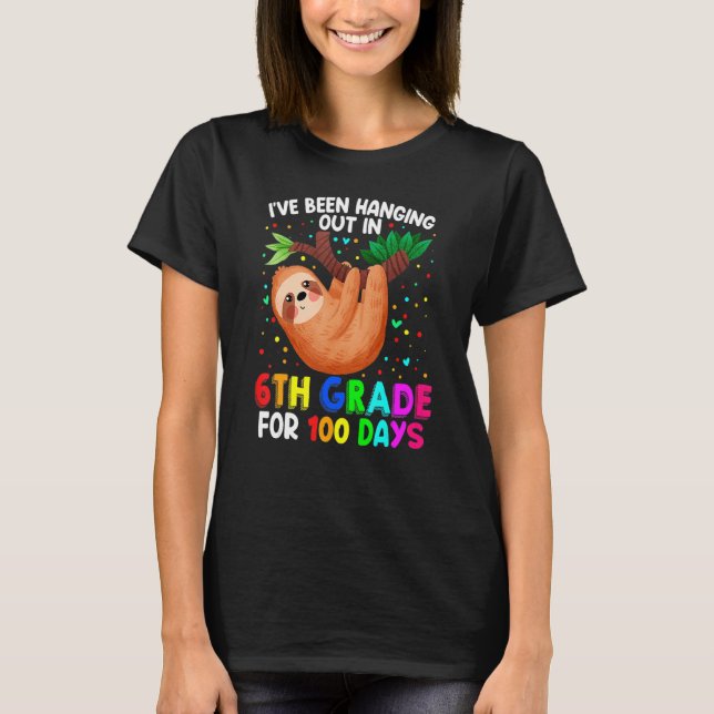 Camiseta Cute 100th Day Of School Sloth 6th Grade 100 Days  (Frente)