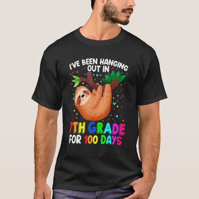 Camiseta Cute 100th Day Of School Sloth 7th Grade 100 Days  (Frente)