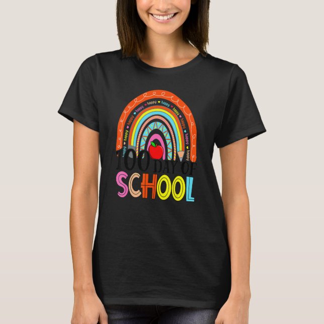 Camiseta Cute 100th Day Of School Teacher 100 Days Smarter  (Frente)