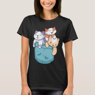 Camiseta Cute 3 Cats in a Pocket Cat Kids Boys Girls