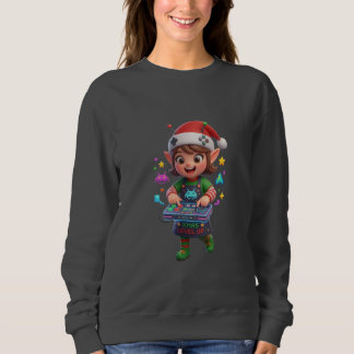 Camiseta Cute 3D Gamer Girl Christmas Elf Sweatshirt  Retro