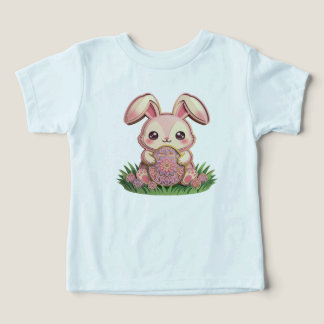 Camiseta Cute 3D Paper Cut Pink Easter Bunny with Mandala E