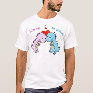 Camiseta Cute Abraçando-Me Estou Tentando Engraçado Amor Co