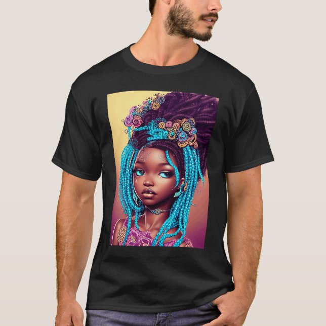 Camiseta Cute African American Girl Artsy Graphic (Frente)