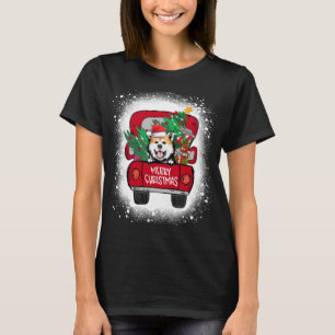 Camiseta Cute Akita Red Truck Feliz Natal Sangrado