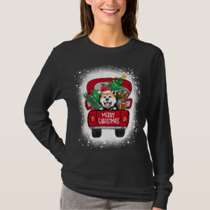 Camiseta Cute Akita Red Truck Feliz Natal Sangrado