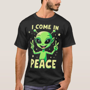 Camiseta Cute Alien Eu Venho Em Paz Diversão Ficção Científ